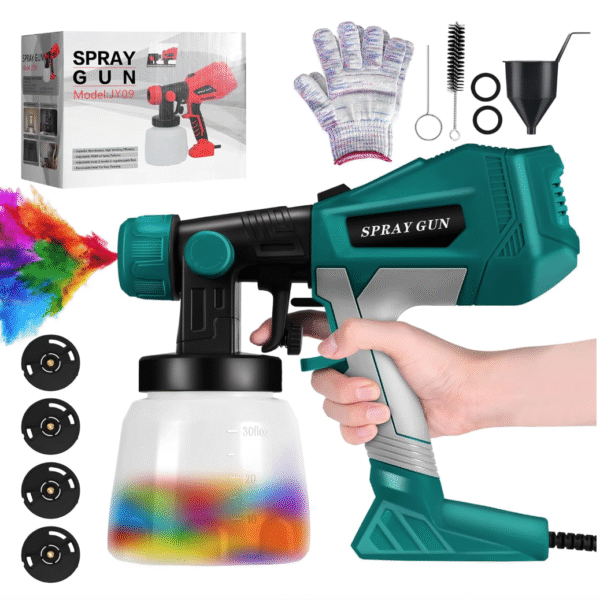 700W Paint Sprayer, Spray Gun with 4 Nozzles and 3 Patterns Fence Paint Sprayer with 1200ML Detachable Container for Fences, Sheds, Home Interior and Exterior,Walls,Furniture